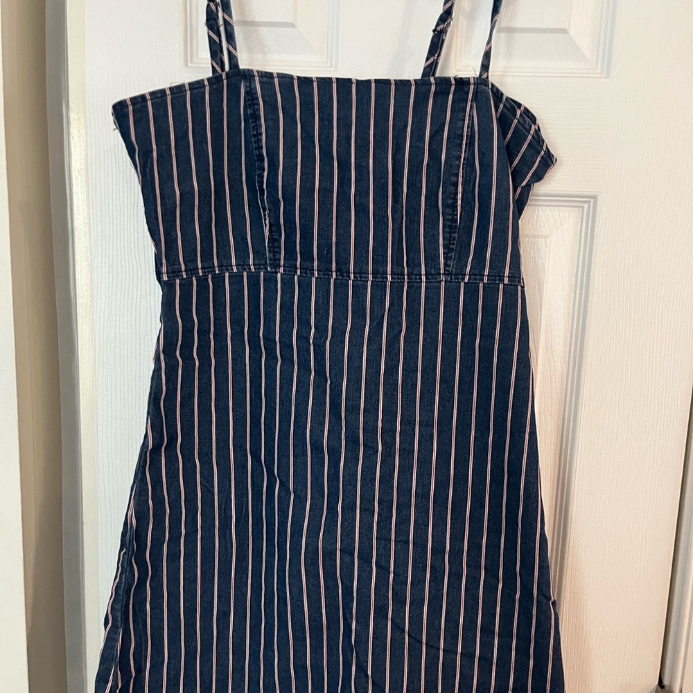 Navy Striped Spaghetti Strap Dress